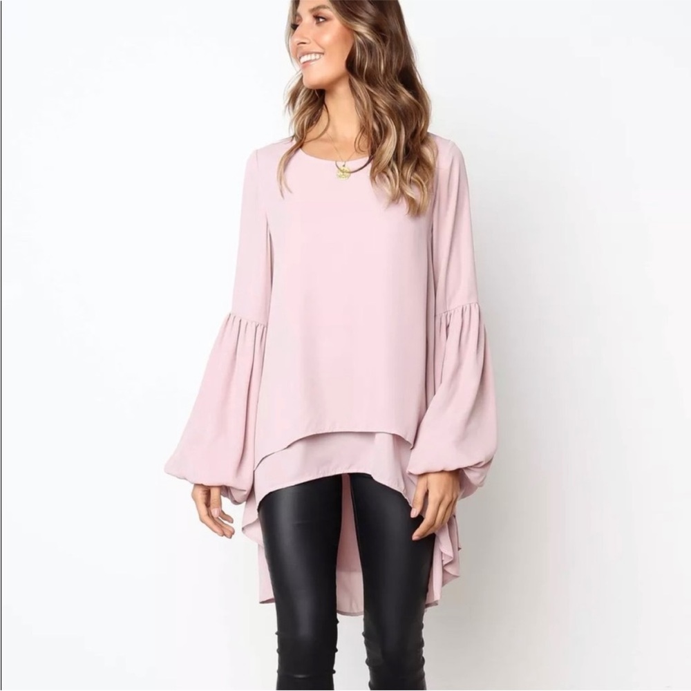 Elegant, Bell Sleeved, High-Low Blouse